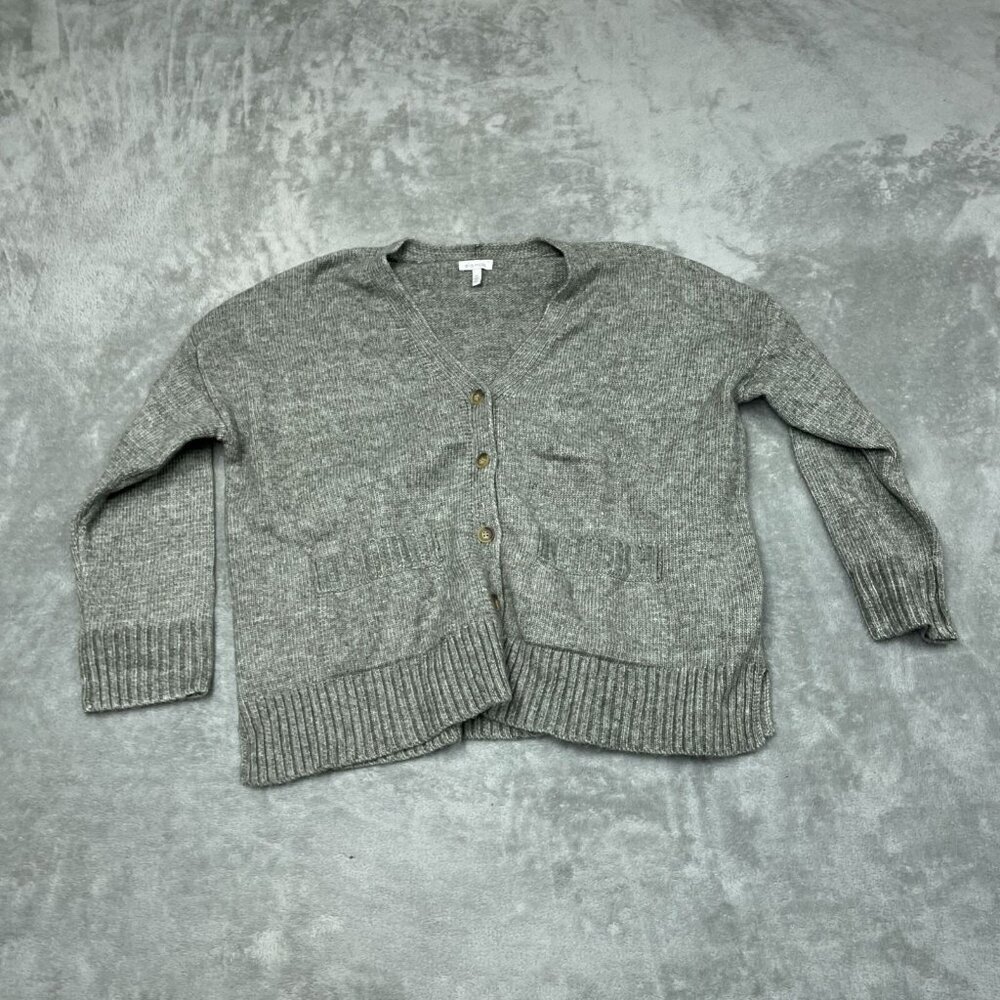 Ella Moss Womens Gray Button-Front Cardigan Sweater L/G Polyester Blend 6364